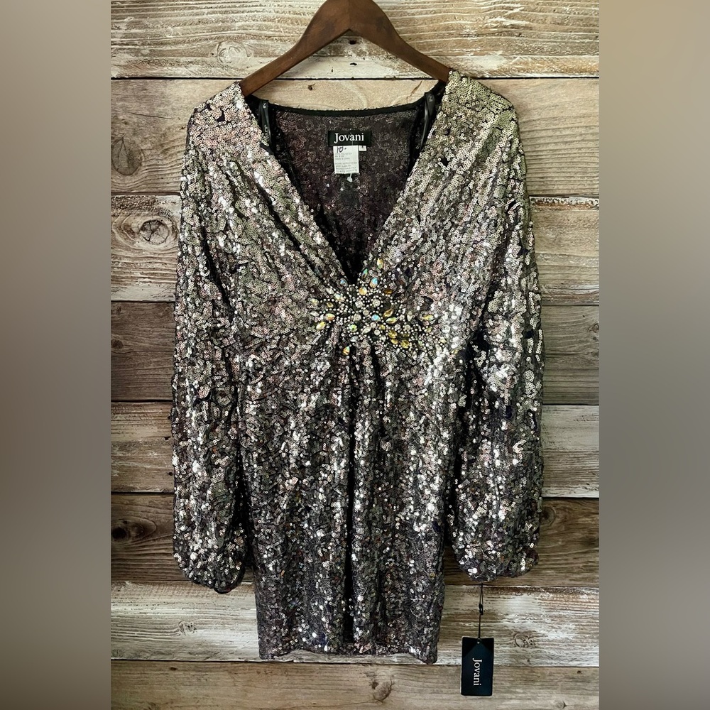 JOVANI- NWT Embellished sequin mini dress
